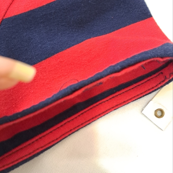 Claudio Milano Red and Navy Stripe Fitted Shirt Rugby Dress - Picture 12 of 13